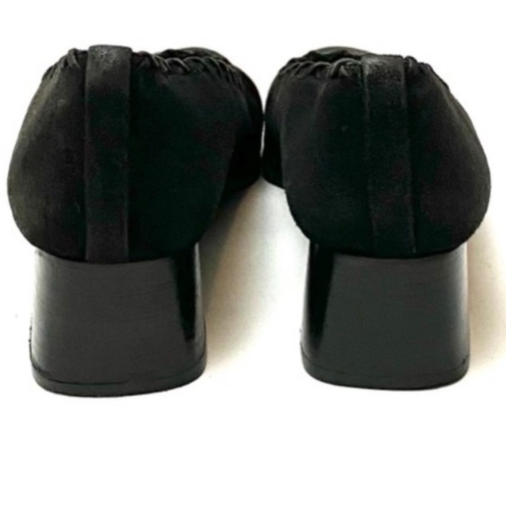 Stuart Weitzman Bixby Black Suede Cross Stitching Block Heel Shoe - Picture 6 of 8